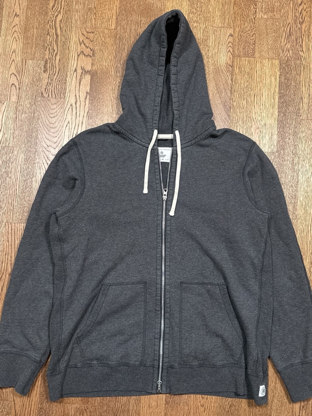 Reigning Champ Heavyweight Terry Fleece Canada Made Gray Full Zip Hoodie Mens XL